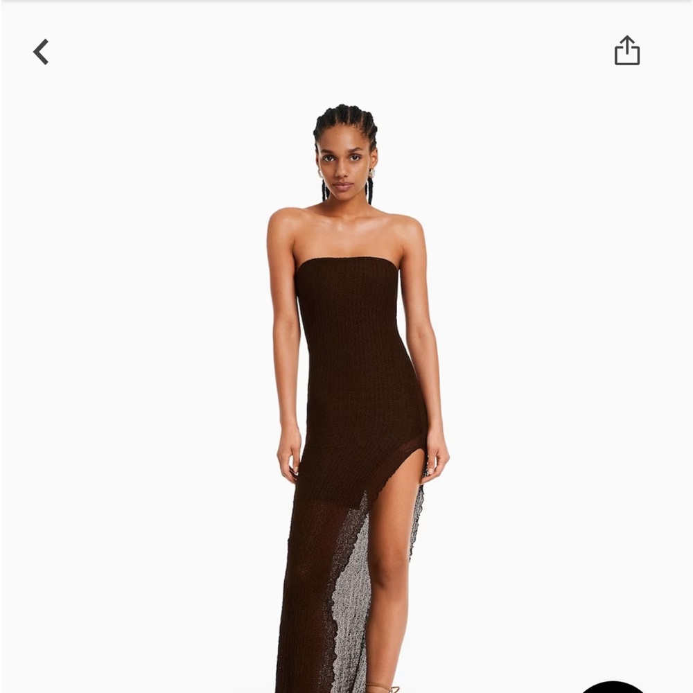 Bershka Strapless Brown Dress